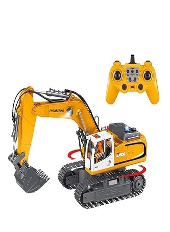 VIKINGS Remote Control Excavator Toy for Boys, for Kids 4 5 6 7 8 9 10 11 Year Old, RC Construction Toys with Metal Shovel, Lights, Sounds, 2.4Ghz, Turns 680 Degree - Bigger 1/18 Scale Toys - Image 1